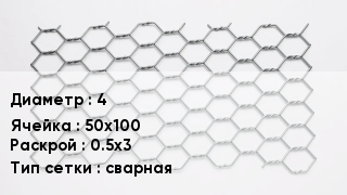 Сетка для габионов 4 50х100 0.5х3 сварная